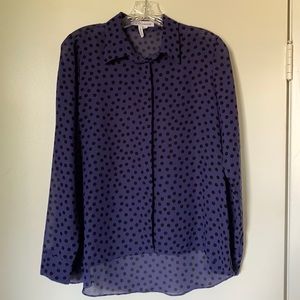 BCBGenration Purple Black Polka Dot Blouse XS